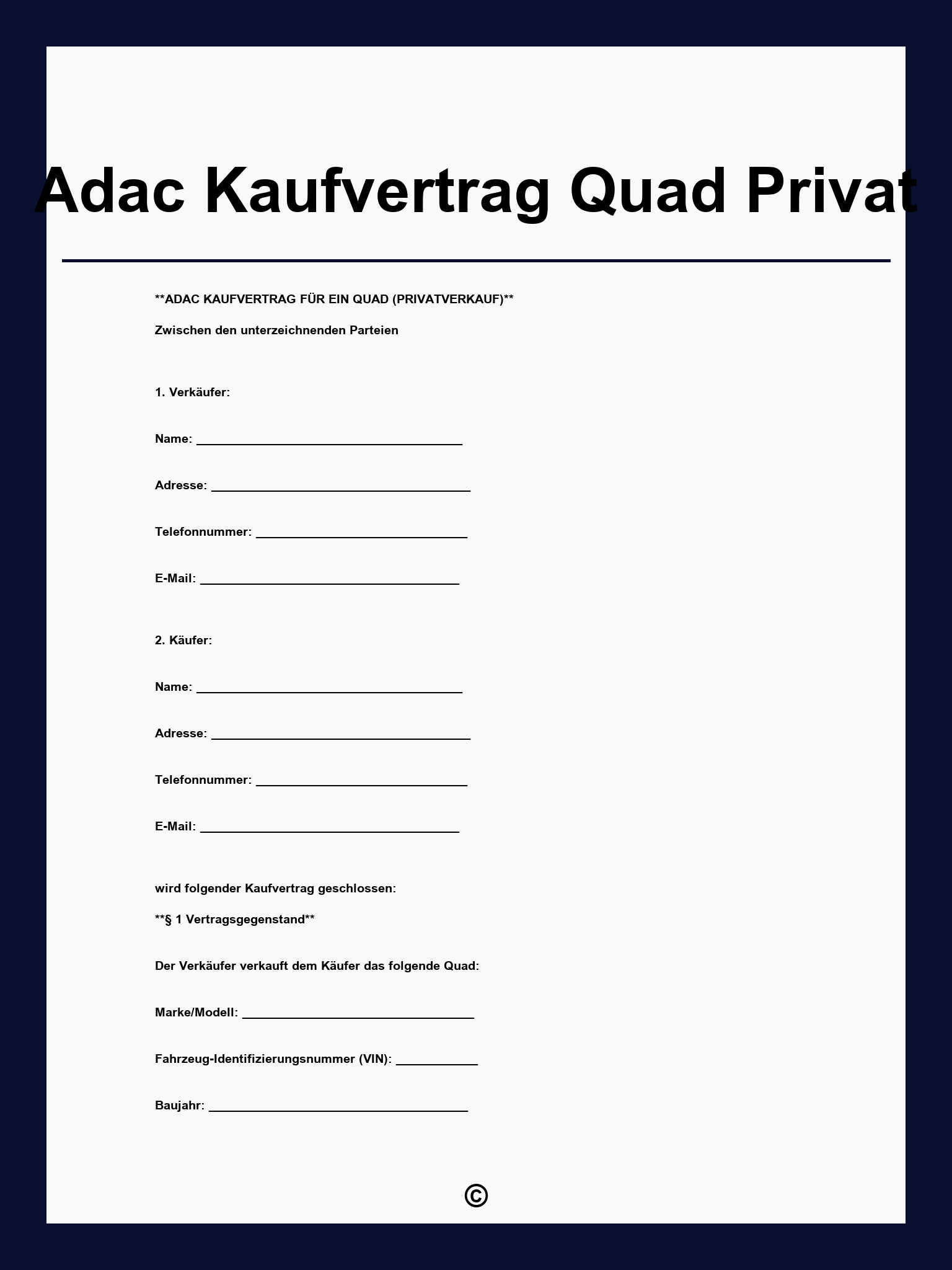 Adac Kaufvertrag Quad Privat