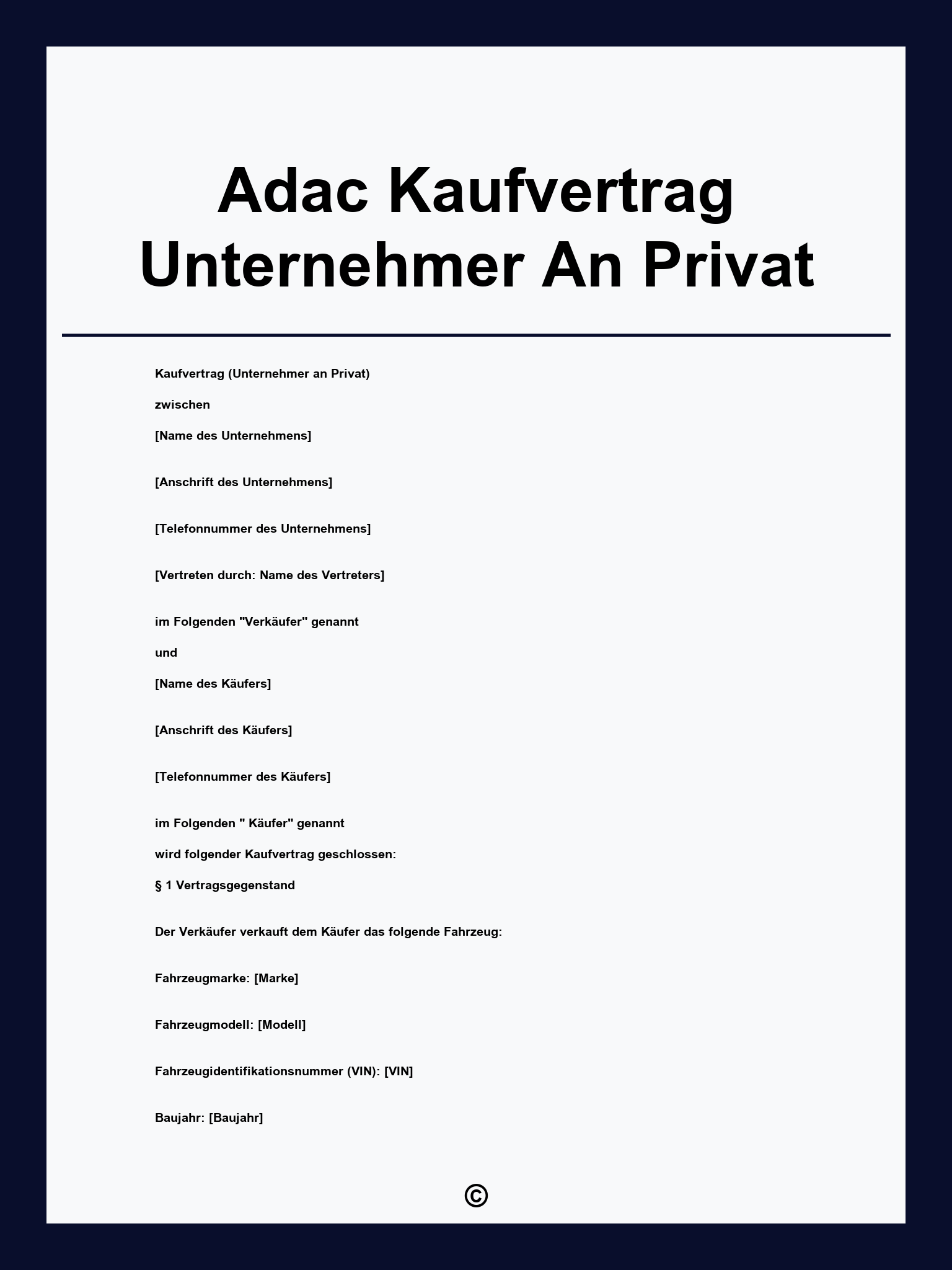 Adac Kaufvertrag Unternehmer An Privat