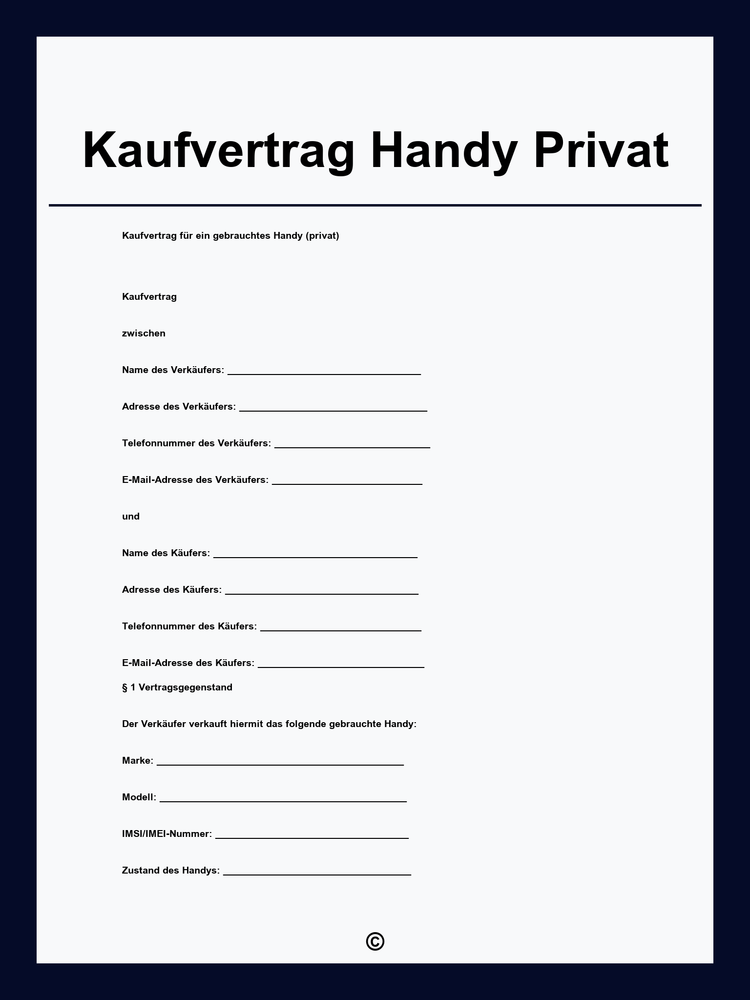 Kaufvertrag Handy Privat
