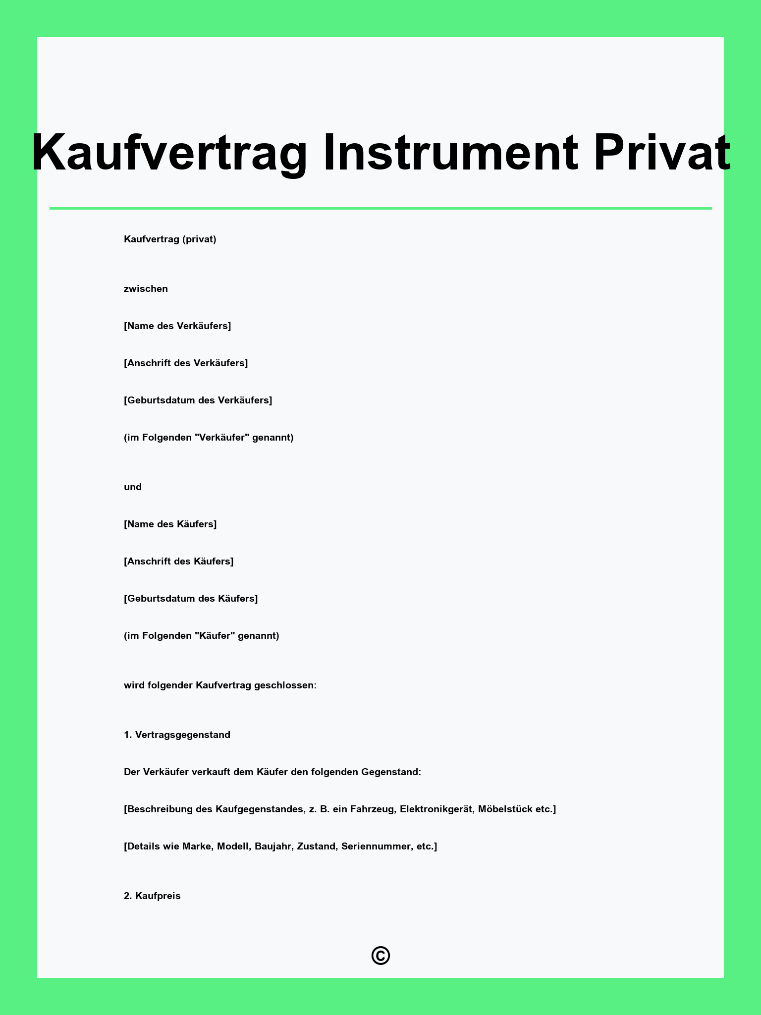Kaufvertrag Instrument Privat