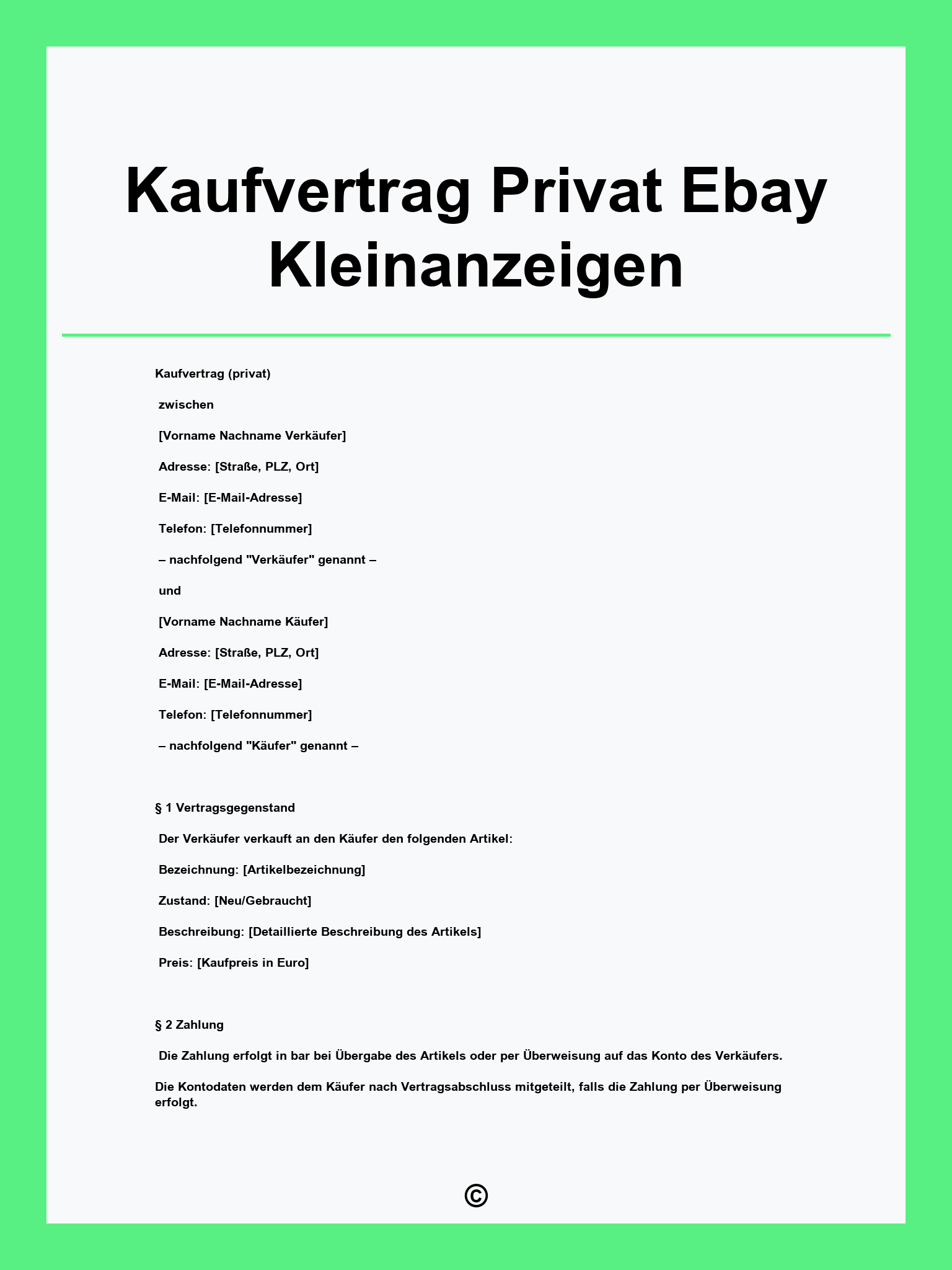 Kaufvertrag Privat Ebay Kleinanzeigen