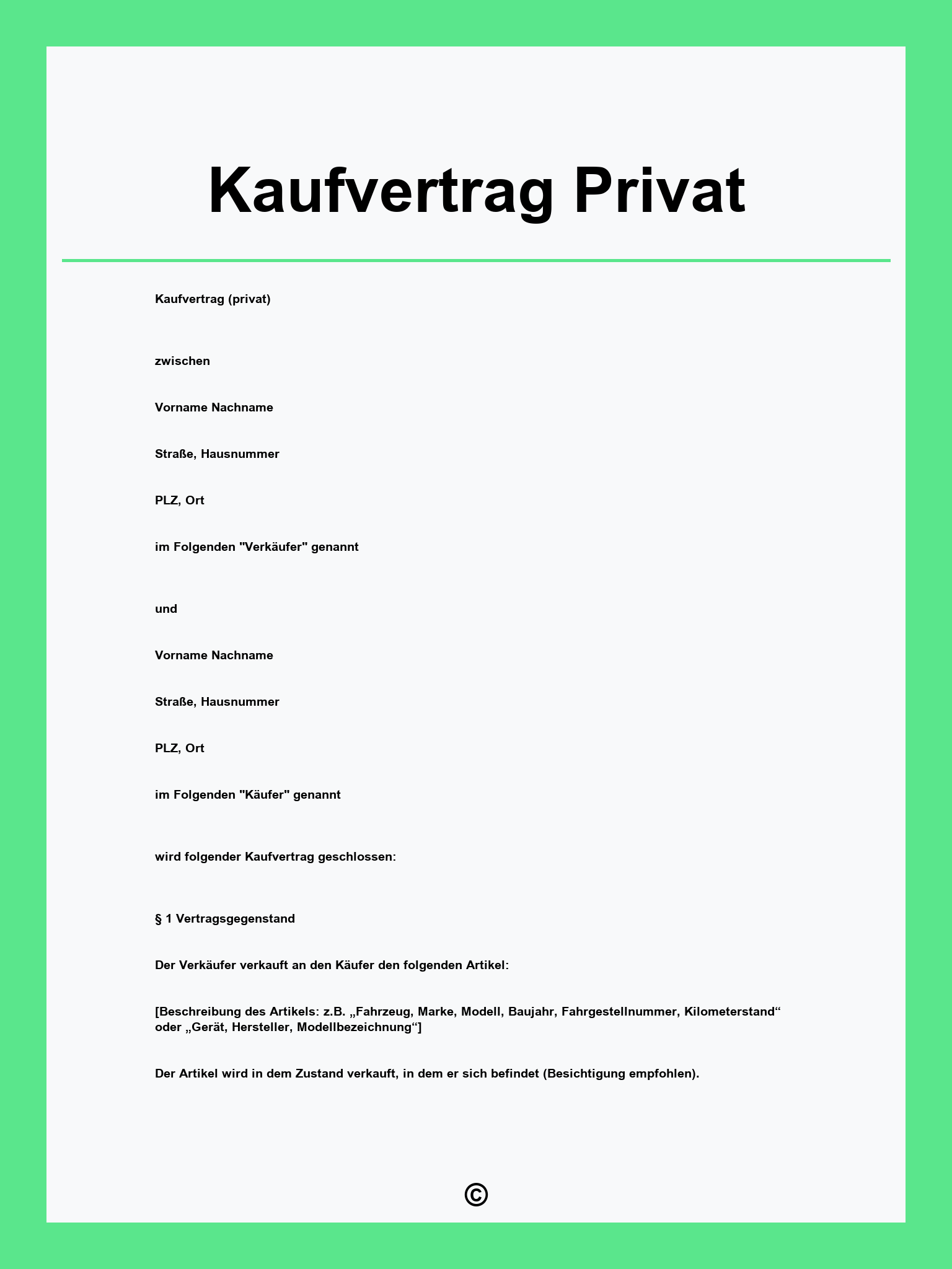 Kaufvertrag Privat