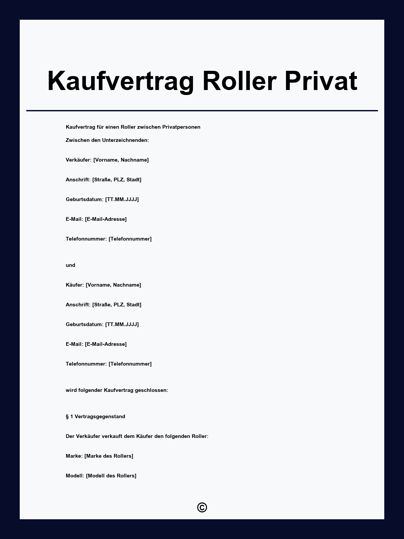 Kaufvertrag Roller Privat
