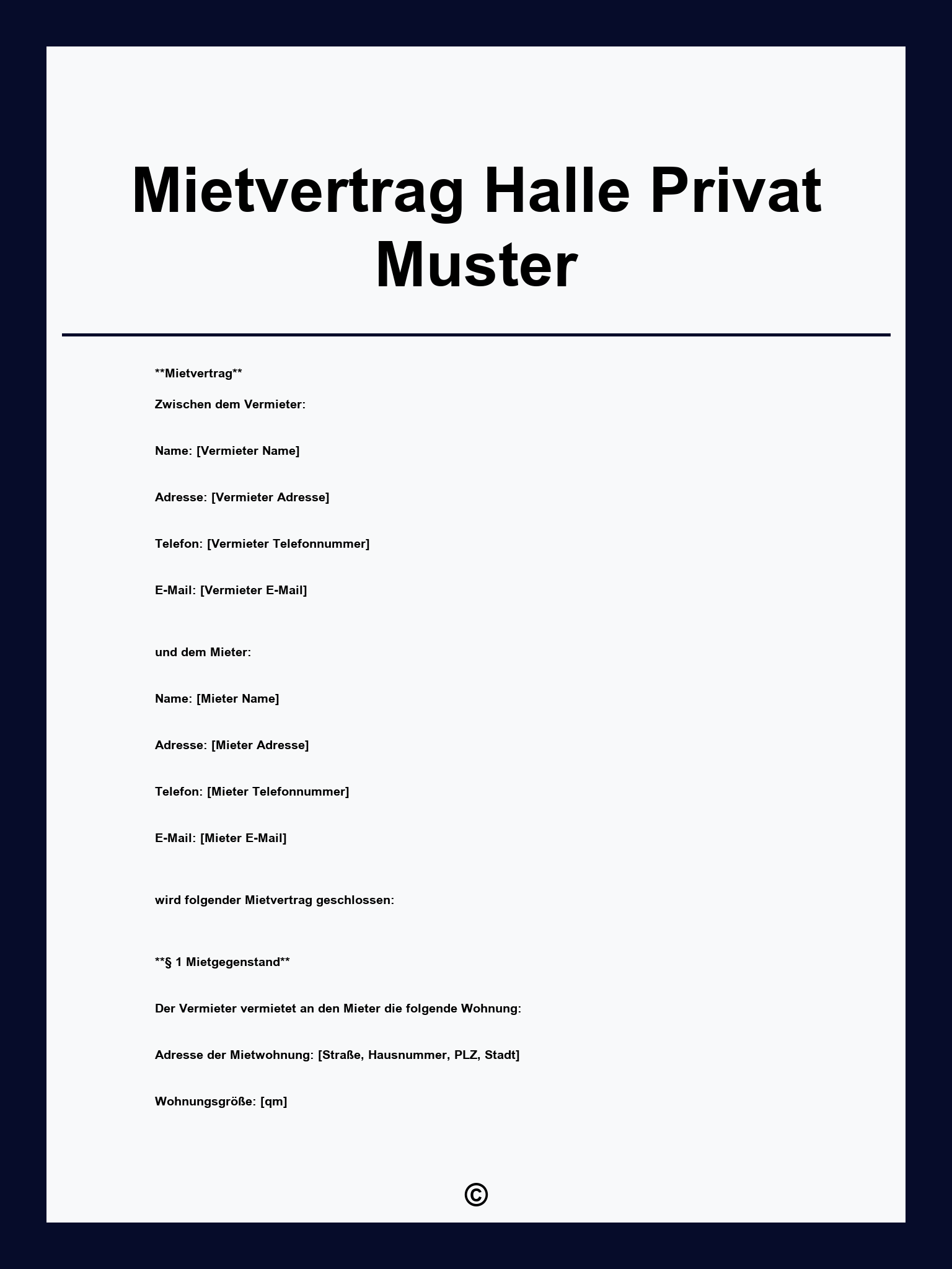 Mietvertrag Halle Privat Muster