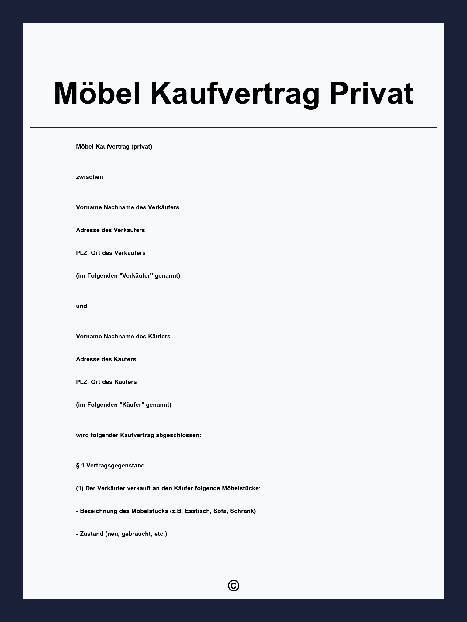 Möbel Kaufvertrag Privat